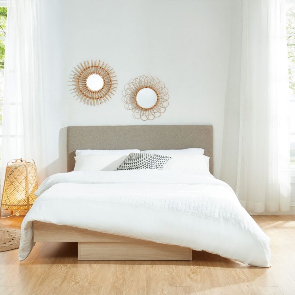 Wooden Floating Bed Frame King Natural Oak – Bedframes offer